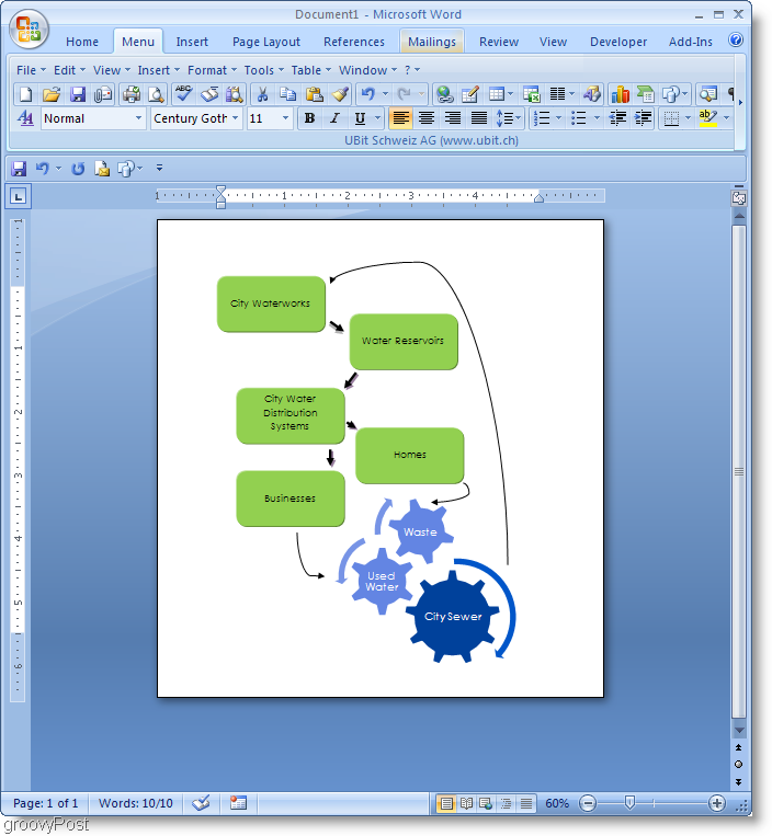 „Microsoft Word 2007“ schemos pavyzdys