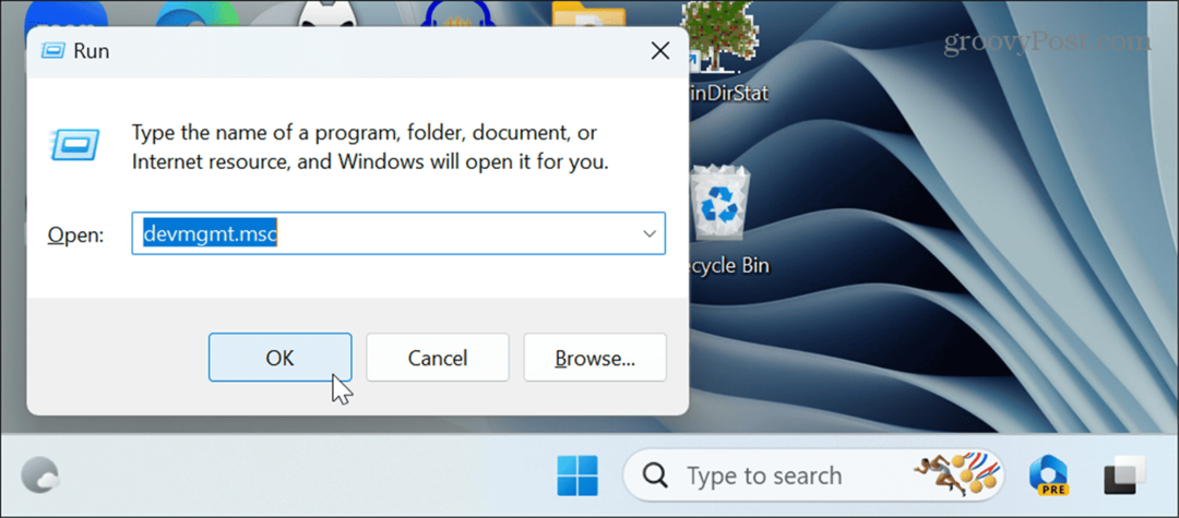 Atidarykite įrenginių tvarkytuvę „Windows 11“.