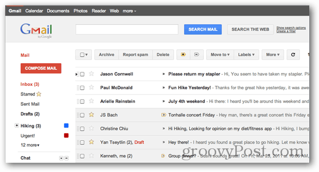 „Gmail“ UI pertvarkymas