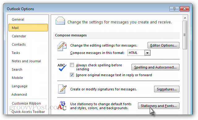 Kaip pakeisti numatytąjį šriftą „Outlook 2010“