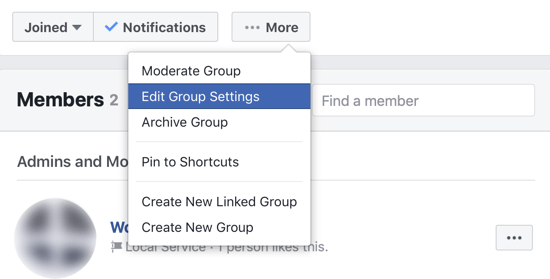 Kaip patobulinti „Facebook“ grupės bendruomenę, meniu parinktis, kad galėtumėte redaguoti „Facebook“ grupės nustatymus