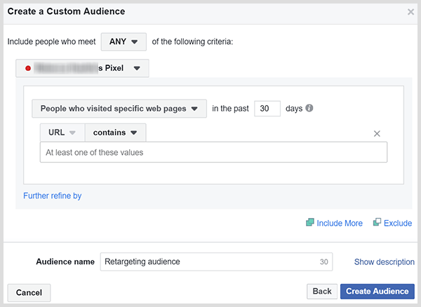 „Facebook“ pasirinktinės auditorijos gali iš naujo pritaikyti žmones, kurie apsilankė jūsų pardavimo ar produkto puslapyje.