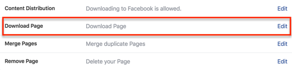 „Facebook“ nustatymuose raskite galimybę atsisiųsti savo puslapio duomenis.