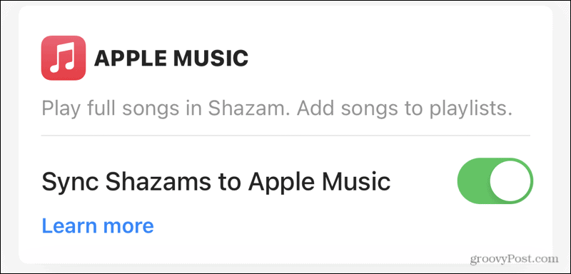 Sinchronizuokite „Apple Music“ su „Shazam“