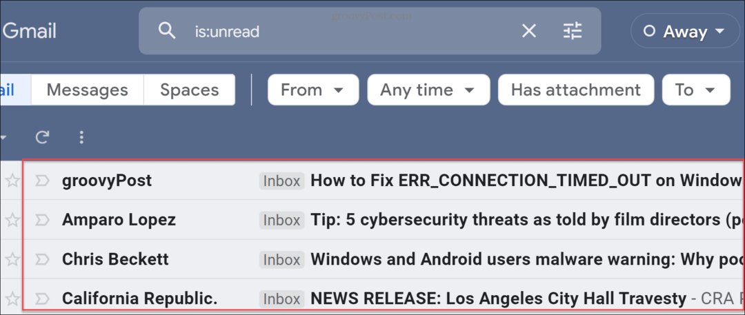 Raskite neskaitytus el. laiškus „Gmail“.