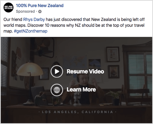 „Facebook“ vaizdo įrašų skelbimų žinomumo pavyzdys