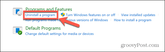 Windows valdymo pulto pašalinimo programa