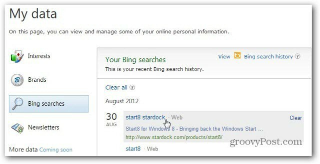 „Bing“ paieškų istorija