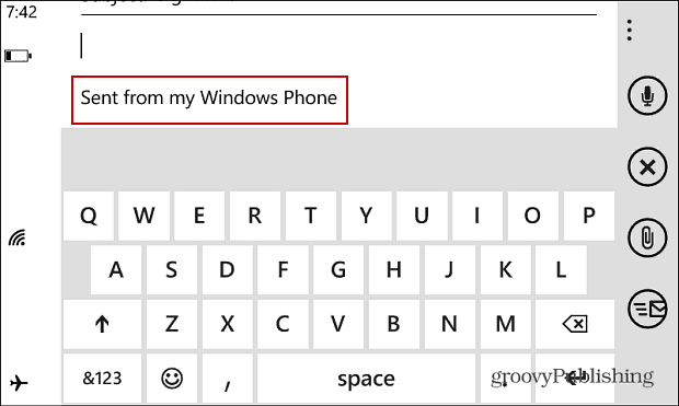 „Windows Phone“ el. Pašto parašas