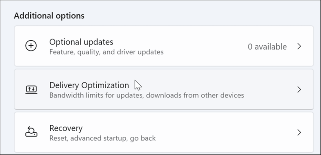 pristatymo optimizavimas pataisyti lėtą internetą „Windows 11“.