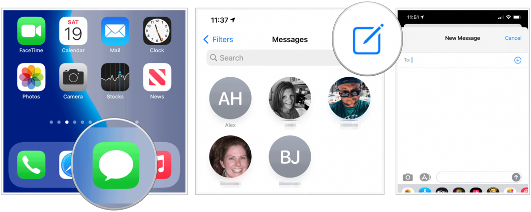 „iOS 14“ sukurkite grupės pranešimą