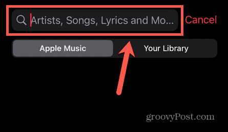Apple muzikos paieškos laukas