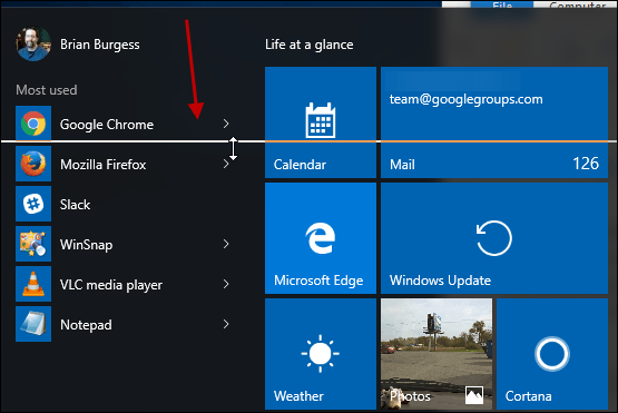 Keisti „Windows 10“ meniu Pradėti dydį
