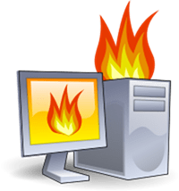 kompiuteris ant ugnies