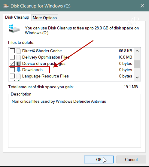 Siunčiamas disko valymas „Windows 10 1809“