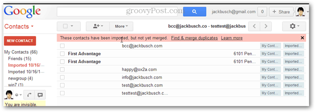 Kaip vienu metu importuoti daug kontaktų į „Gmail“