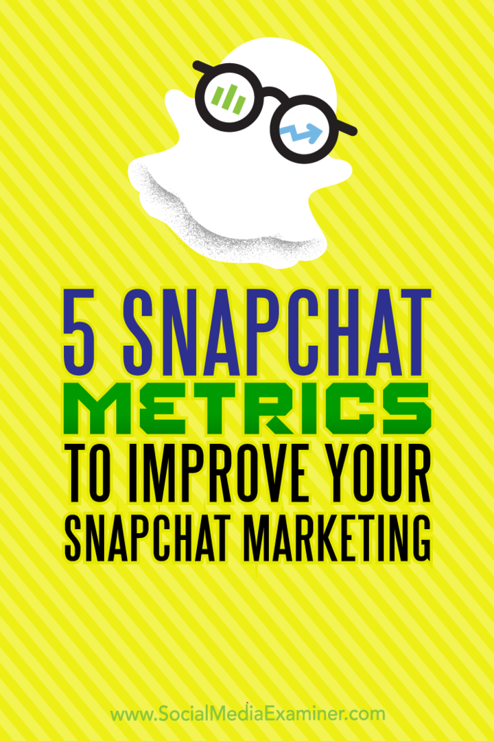 5 „Snapchat Metrics“, kad pagerintumėte „Snapchat“ rinkodarą: socialinės žiniasklaidos ekspertas