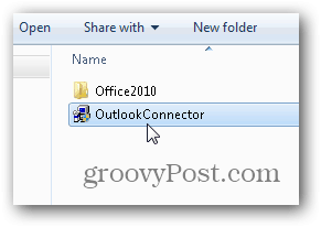 „Outlook.com“ „Outlook Hotmail Connector“ - paleiskite diegimo programą „outlookconnector.exe“