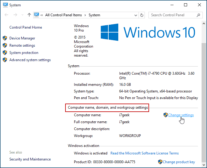 Keisti nustatymus „Windows 10“ valdymo skydelis