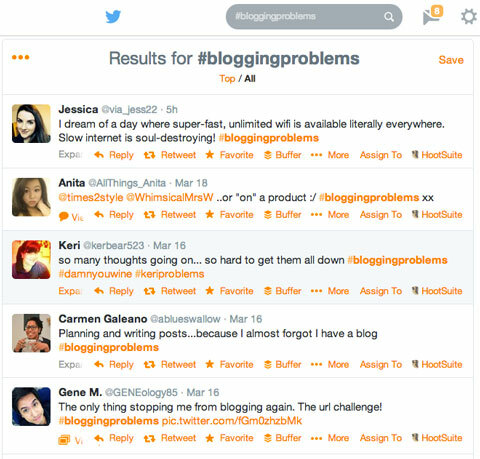 #bloggingproblems hashtag search twitter