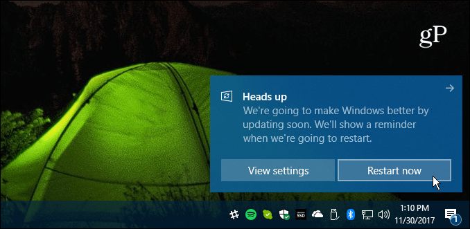 Iš naujo paleiskite reikalingą „Windows 10“ kaupiamąjį atnaujinimą