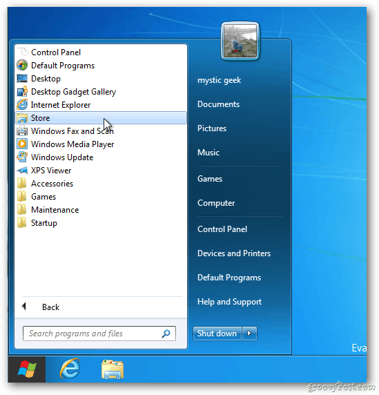 Pradėti meniu „Windows 8“