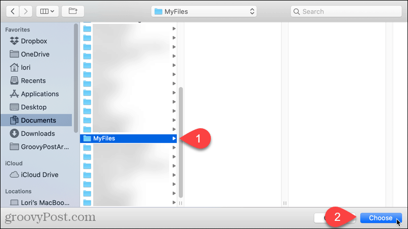 Pasirinkite numatytąjį aplanką, kurį norite atidaryti „Mac“ skirtuke „Finder“