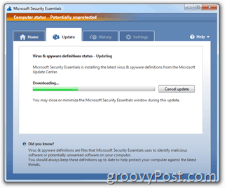 „Microsoft Security Essentials“ parašo atnaujinimas