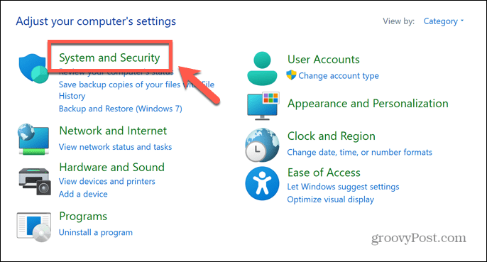 windows valdymo pultu sistema ir apsauga