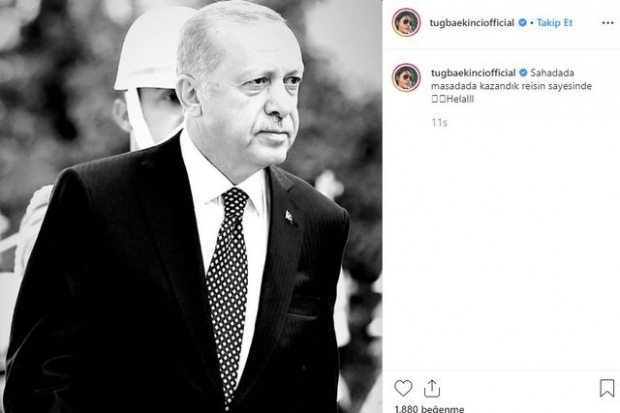 Tuğba Ekinci pasidalijo prezidentu Erdoğan