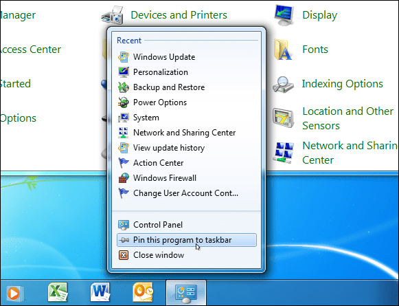 „Windows 7“ valdymo skydelis