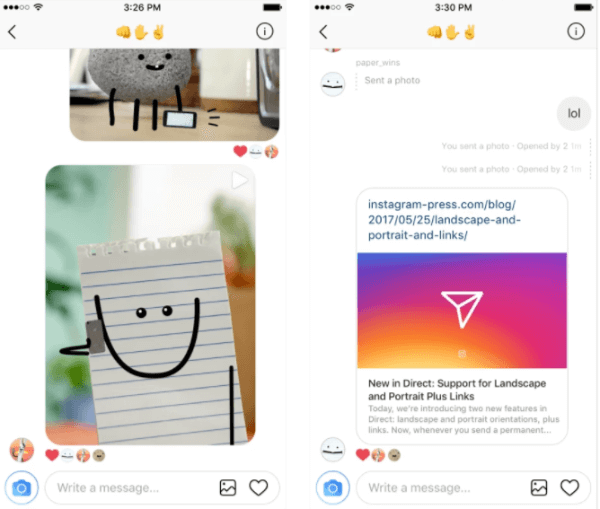  „Instagram“ pridėjo „Direct“ žiniatinklio nuorodų palaikymą ir dabar leidžia vartotojams pasirinkti vaizdo kraštovaizdžio ir portreto orientacijas