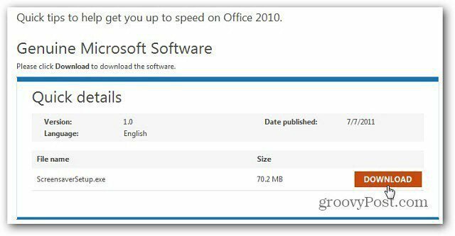 Sužinokite „Office 2010“ naudodami ekrano užsklandą