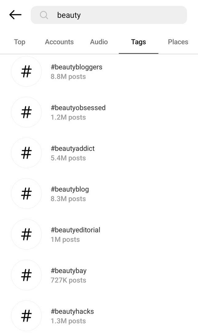 kaip-rasti-partnerį-mikro-influencers-on-instagram-naršyti-influencer-hashtags-beauty-example-2
