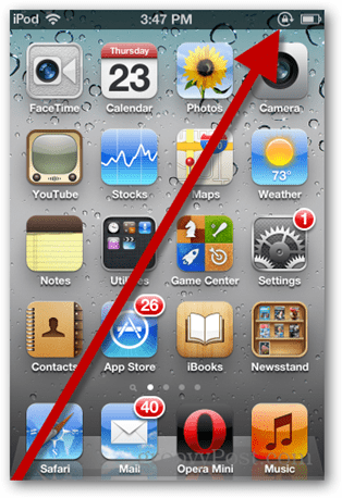 iPod orientacija užrakinta piktograma