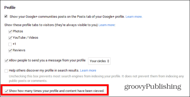 „Google+“ patarimas: paslėpkite profilio rodinių skaičių