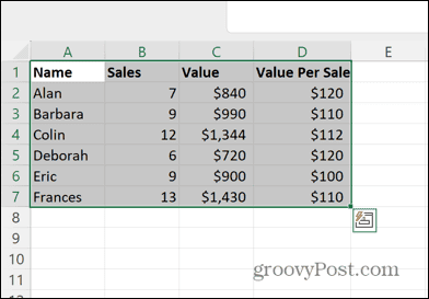 Excel visos pasirinktos ląstelės