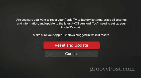 iš naujo nustatyti Apple TV
