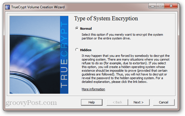 „TrueCrypt“: sistemos šifravimo tipas