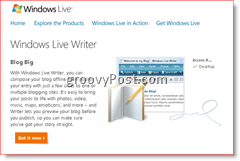 „Windows Live Writer 2008“ atsisiuntimo puslapis