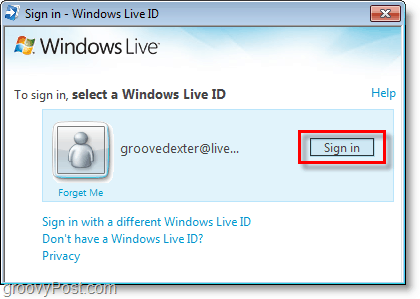 prisijunkite prie „bing“ juostos naudodamiesi „Windows Live ID“