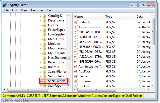 modifikuoti registro Windows 7