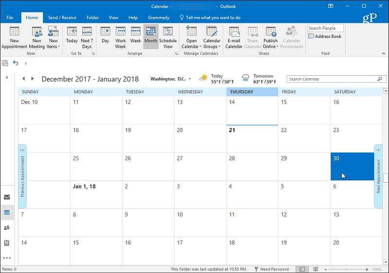 1 „Outlook“ kalendorius