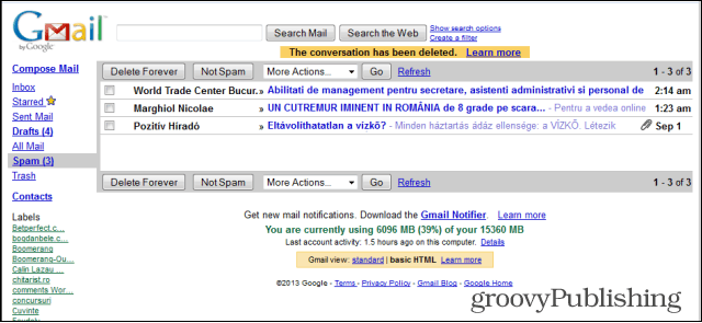 „Gmail“ seno stiliaus html