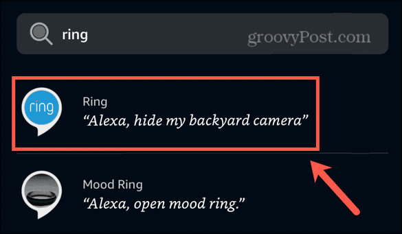 Alexa App žiedo įgūdis