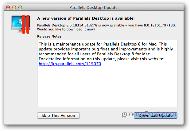 Atsisiųskite „Parallels Desktop Update“