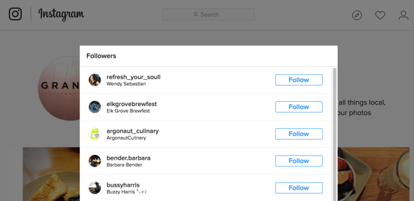 Štai kaip jūsų sekėjų sąrašas rodomas „Instagram“.