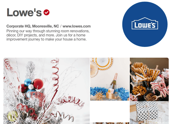 „Lowe's“ turi pavyzdinę „Pinterest“ vitriną, kurioje yra reklaminė ir naudinga medžiaga.