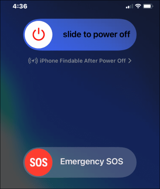 Avarinis SOS slankiklis iPhone