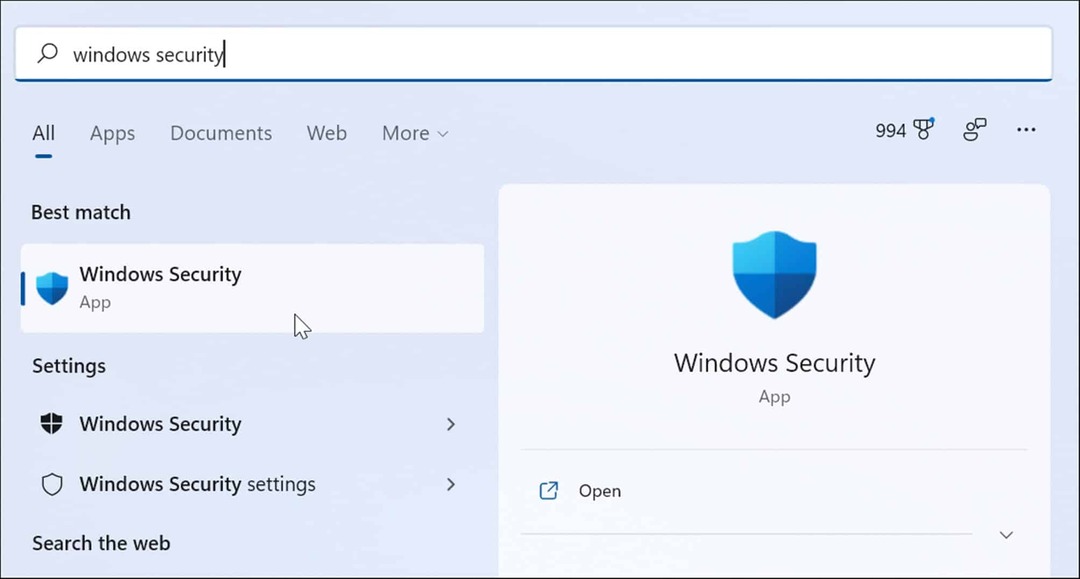 „Windows“ saugos programa Pradėti